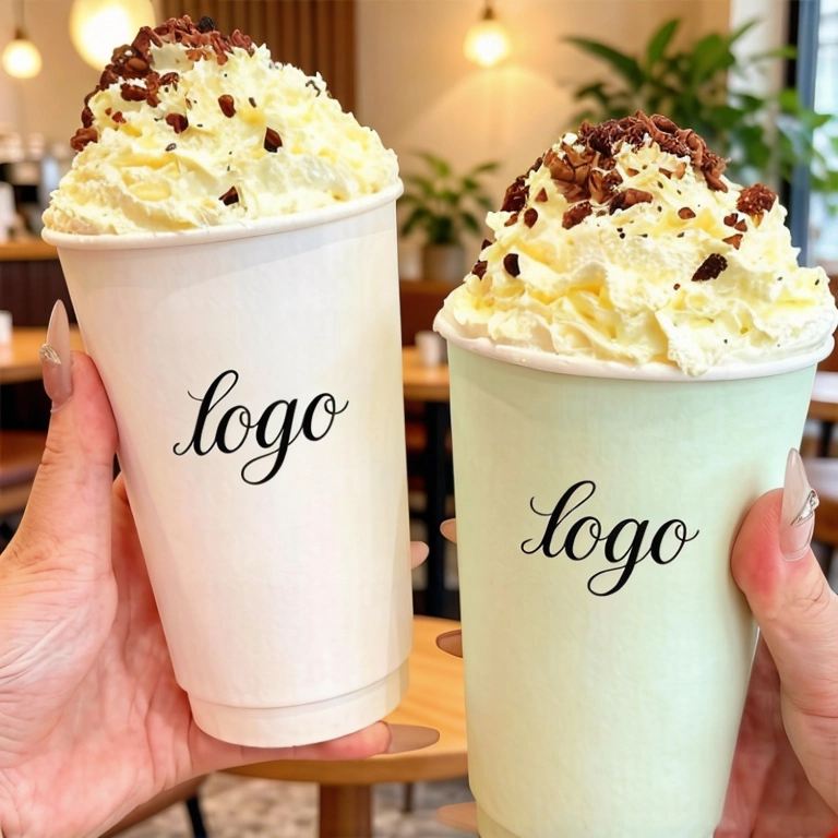 Custom Double-Walled Paper Coffee Cups with Lids | 12oz/16oz | Eco-Friendly | 3D Design