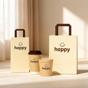 Custom Kraft Paper Bags | Eco-Friendly Takeout Bags with 3D Mockup