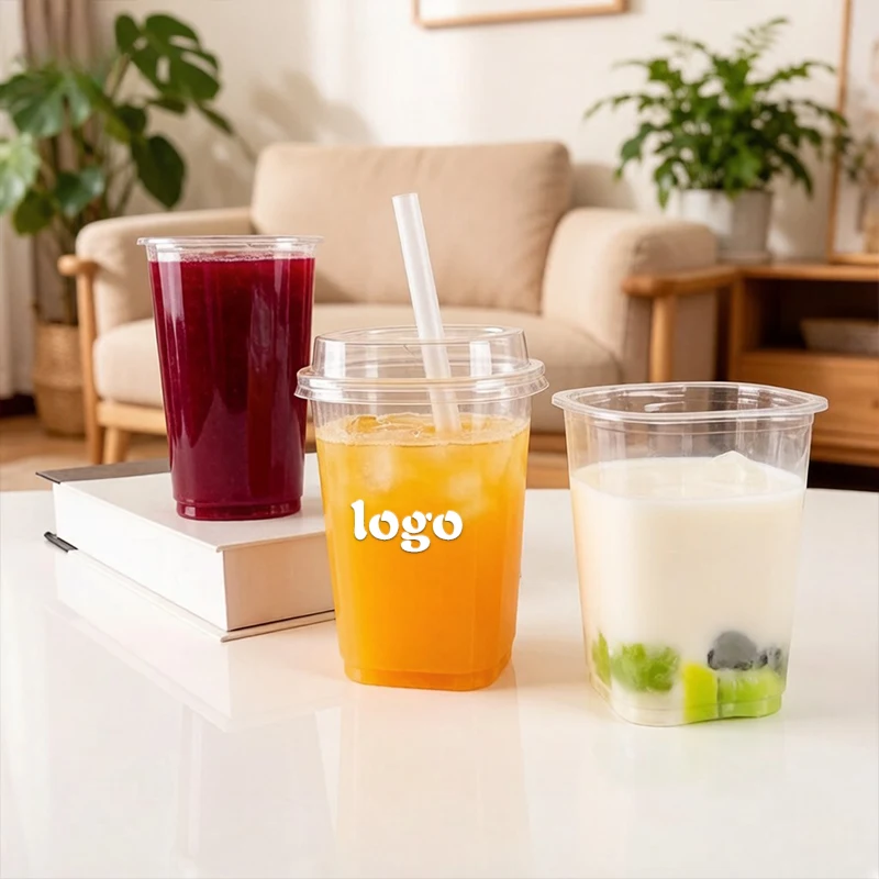 Custom Square PET Disposable Plastic Cups with Lids – Branded Packaging for Beverage Brands - Image 4