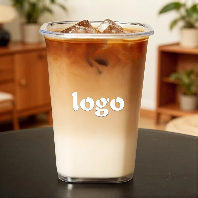 Custom Square PET Disposable Plastic Cups with Lids – Branded Packaging for Beverage Brands - Image 3