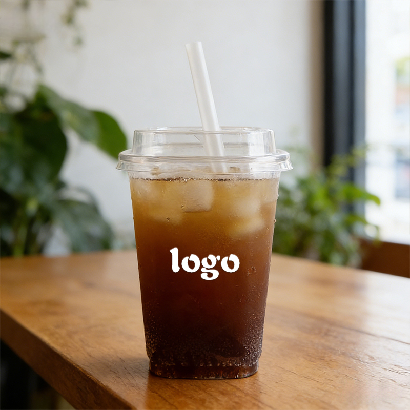 Custom Square PET Disposable Plastic Cups with Lids – Branded Packaging for Beverage Brands