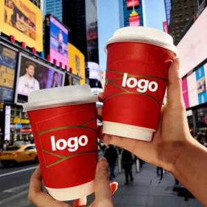 Custom Double-Walled Paper Coffee Cups with Lids | 12oz/16oz | Eco-Friendly | 3D Design