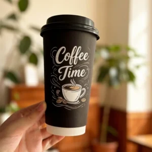 Black Custom Printed Double Wall Paper Cups | Premium Branded Hot Drink Packaging | MOQ 1,000